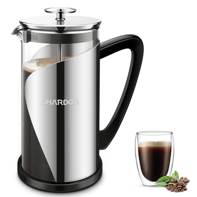BPA ฟรีเครื่องชงกาแฟกดฝรั่งเศสไฟฟ้าสแตนเลส ABS 2 ชั้นกรอง 1000ml