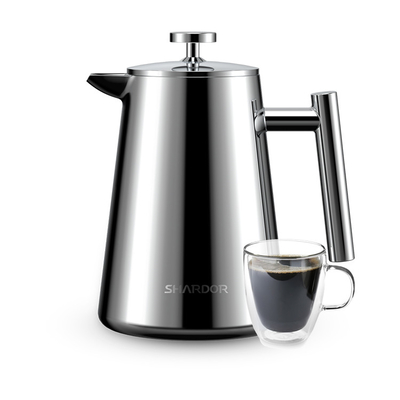 1000ml/34oz ลูกสูบสแตนเลสหม้อกาแฟสูญญากาศ 13.4*20.5cm