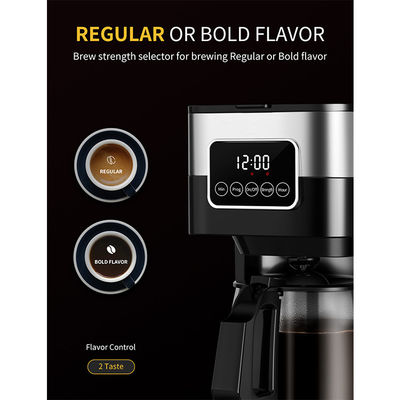 เครื่องชงกาแฟแบบหยด 900W อุ่นเครื่องชงกาแฟอัตโนมัติที่ตั้งโปรแกรมได้ 10 12 ถ้วยชา