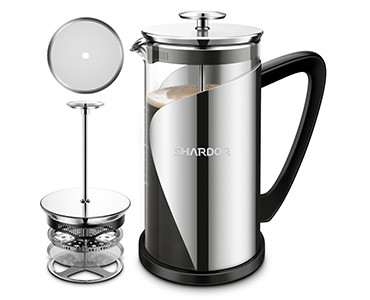 BPA ฟรี 34oz French Press 4 Layer Filter 1000ML Stainless Steel