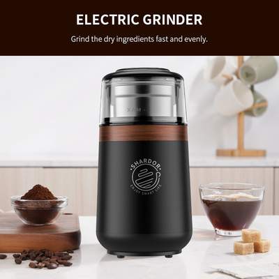 เครื่องชงกาแฟอัตโนมัติ OEM สีดำ SS304 ถ้วยใบมีดไฟฟ้าเครื่องบดเอสเพรสโซ่มืออาชีพ