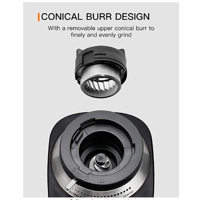 สแตนเลสสตีลไฟฟ้า Conical Burr เครื่องบดกาแฟ Espresso Coffee Press 19 Setting