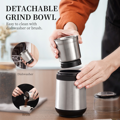 เครื่องชงกาแฟแบบถอดได้ 2 ถ้วย 200W มัลติฟังก์ชั่นปรับเครื่องบดถั่วไฟฟ้า