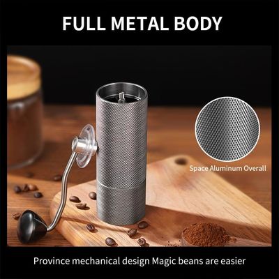 Quiet Conical Burr เครื่องบดกาแฟแบบแมนนวลอลูมิเนียมอัลลอยด์สแตนเลส 25g พกพาได้อย่างง่ายดาย