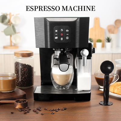 เครื่องชงกาแฟขนาดกะทัดรัด 1450W พร้อมที่ตีฟองนม ถังเก็บน้ำแบบถอดได้ 15 บาร์