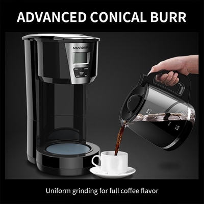 เครื่องชงกาแฟแบบหยดสแตนเลสแบบเทอัตโนมัติ 1.8 ลิตร 12 ถ้วย สีดำ