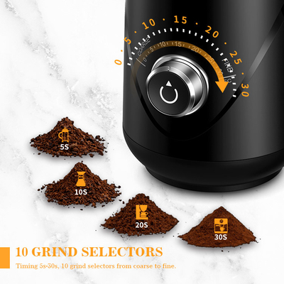 ความจุ 70g Burr Mill Grinder 63 Db Noise Timing Knob เครื่องบดกาแฟ Burr แบบพกพา