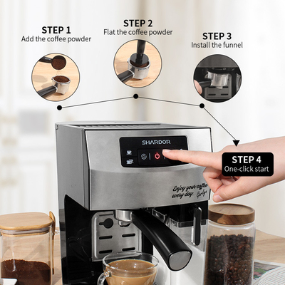 OEM ODM เครื่องชงกาแฟมัลติฟังก์ชั่น One Touch 1450W Cappuccino Coffee Espresso Machines