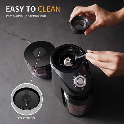 หน้าจอสัมผัสแบบมืออาชีพ Burr Grinder ไฟ LED อัตโนมัติพร้อม Bean Hopper แบบถอดได้