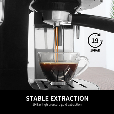 เครื่องชงกาแฟสีดำพร้อมที่ตีฟองนมมัลติฟังก์ชั่น 500W เครื่องชงกาแฟในครัวเรือน