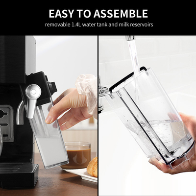 เครื่องชงกาแฟสีดำพร้อมที่ตีฟองนมมัลติฟังก์ชั่น 500W เครื่องชงกาแฟในครัวเรือน