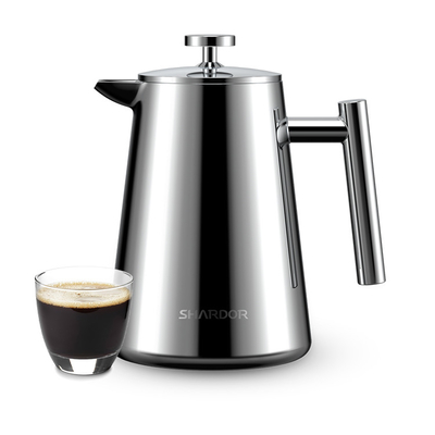 เครื่องชงกาแฟแบบกดฝรั่งเศสอัตโนมัติขนาด 1000 มล. Travel Stainless Steel Double Wall