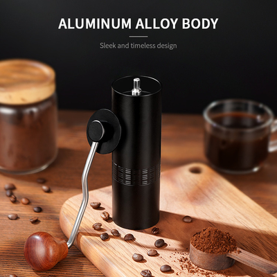 เครื่องบดกาแฟแบบพกพาแบบปรับได้อลูมิเนียมอัลลอยด์เครื่องบดเสี้ยนสแตนเลส