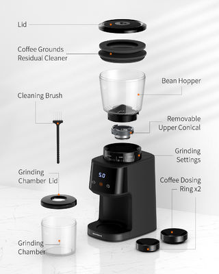 Black Homeuse Coffee Bean Burr Grinder ขนาดอนุภาคไฟฟ้า CE ETL CB